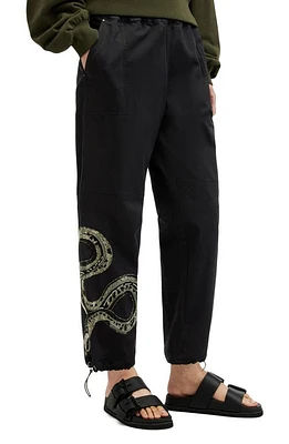 AllSaints Snake Embroidered Pants Washed Black at Nordstrom, Us