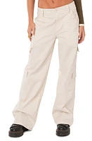 EDIKTED Zuri Cotton Twill Cargo Pants Beige at Nordstrom,