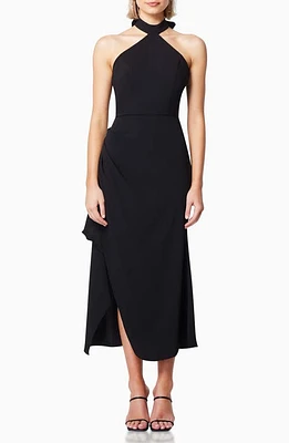 Elliatt Sintra Halter Cocktail Midi Dress Black at Nordstrom,