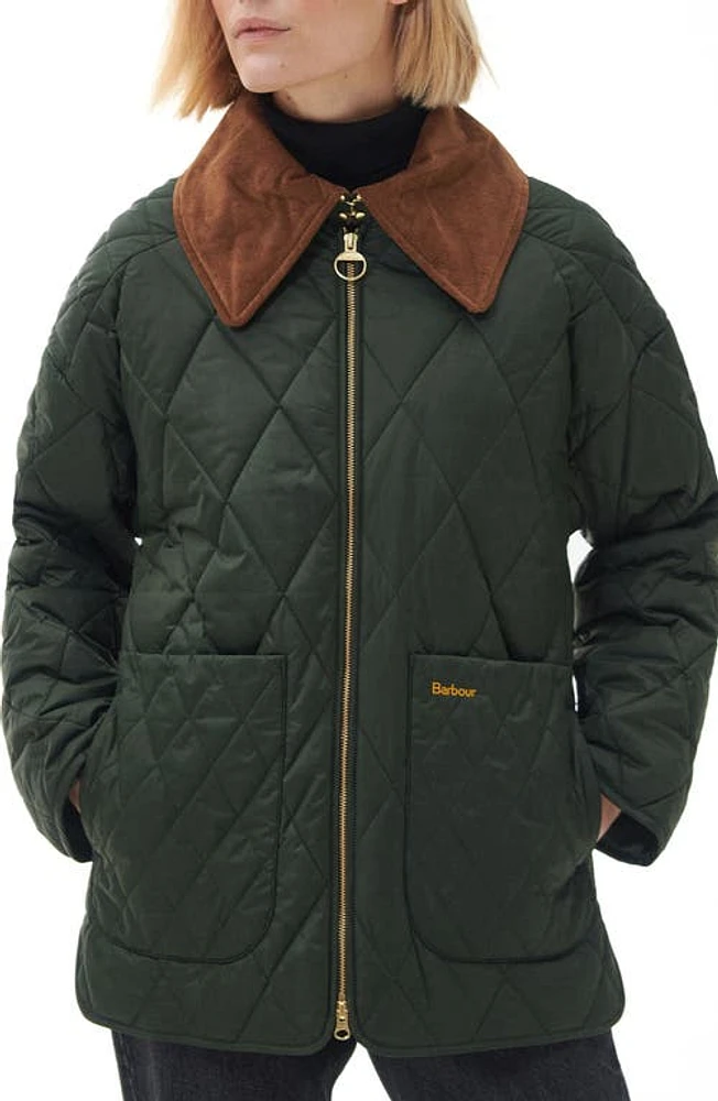 Barbour Woodhall Quilted Jacket in Sage/Ancient at Nordstrom, Size 14 Us