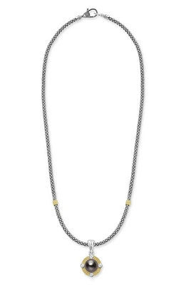 LAGOS Luna Freshwater Pearl & Diamond Lux Pendant Necklace in Silver at Nordstrom