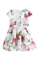 Baker by Ted Kids' Floral Cap Sleeve Cutout Scuba Dress White at Nordstrom,