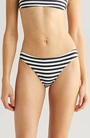 Solid & Striped Elle Stripe Bikini Bottoms Blackout X Marshmallow at Nordstrom,