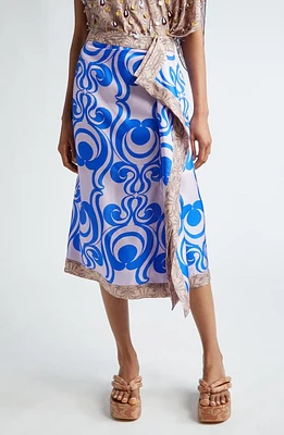 Dries Van Noten Mixed Print Draped Silk Midi Skirt at Nordstrom, Us