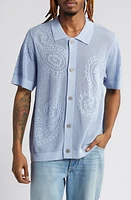 Obey Teardrop Open Knit Short Sleeve Button-Up Shirt Hydrangea at Nordstrom,