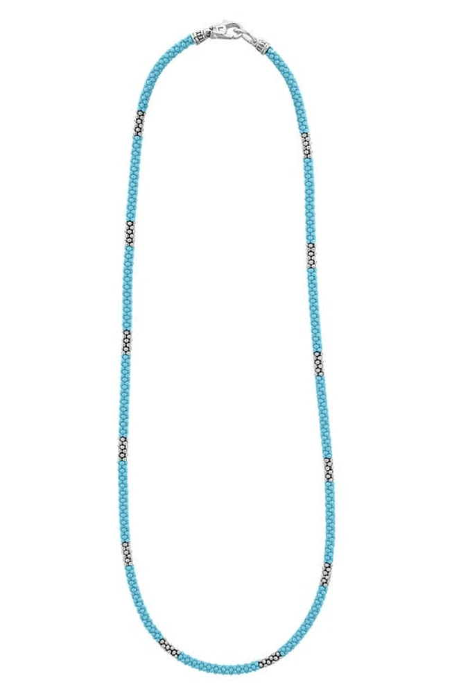 LAGOS Blue Caviar Ceramic Rope Necklace in Silver/Blue at Nordstrom, Size 16 In