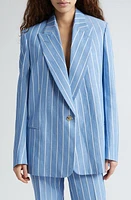 Stella McCartney Oversize Pinstripe Blazer 8540 - Blue/White at Nordstrom, Us