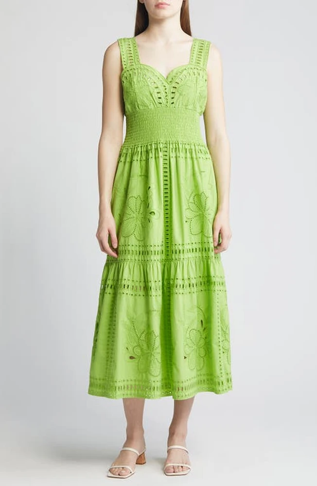 Rails Fawn Smocked Waist Broderie Anglaise Sundress Island Green at Nordstrom,