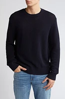 FRAME Textured Wool Blend Crewneck Sweater Blue at Nordstrom,