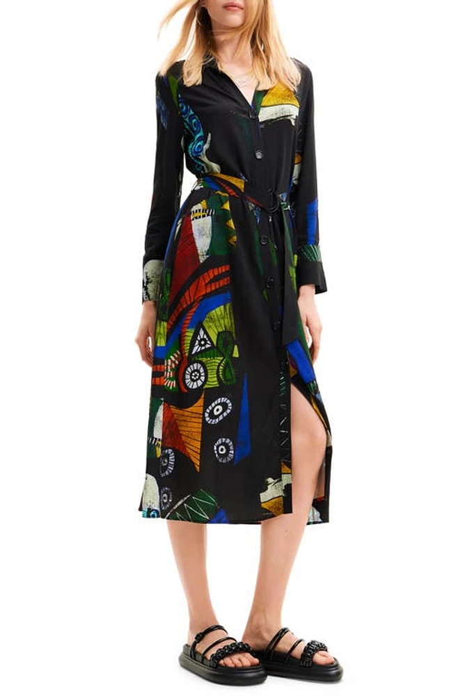 Desigual M. Christian Lacroix Midi Shirtdress Black Multi at Nordstrom,