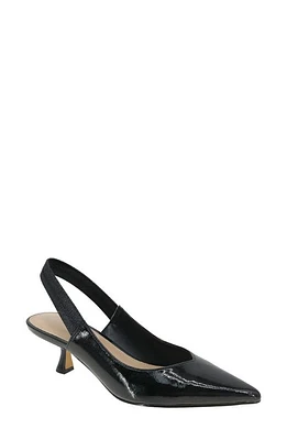 bcbg Kayla Pointed Toe Kitten Heel Pump Black Patent at Nordstrom,