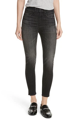 rag & bone/JEAN High Waist Ankle Skinny Jeans in Black Lock at Nordstrom, Size 24