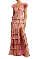 Ieena for Mac Duggal Cutout Ruffle Tiered Gown at Nordstrom,