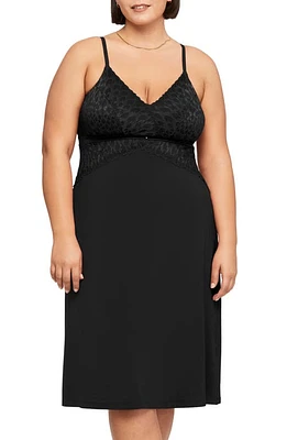 Montelle Intimates Modal Blend Midi Long Chemise Black at Nordstrom,