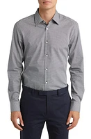 BOSS Camel Hays Slim Fit Micropattern Dress Shirt Dark Blue at Nordstrom,