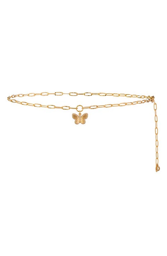 Ettika Butterfly Pendant Belly Chain in Gold at Nordstrom