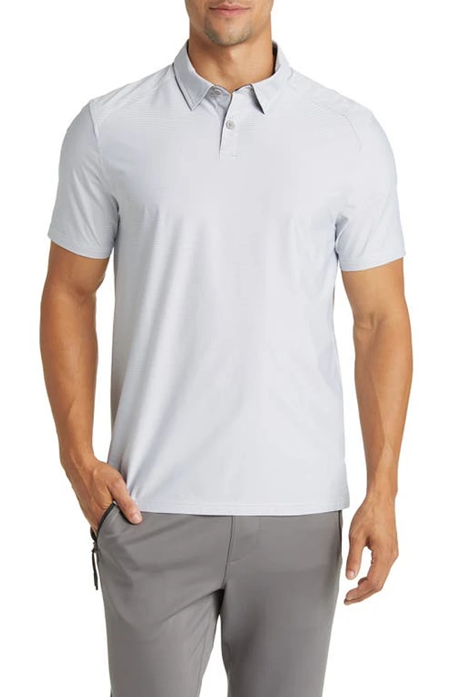 Rhone Commuter Stripe Polo Silver at Nordstrom,