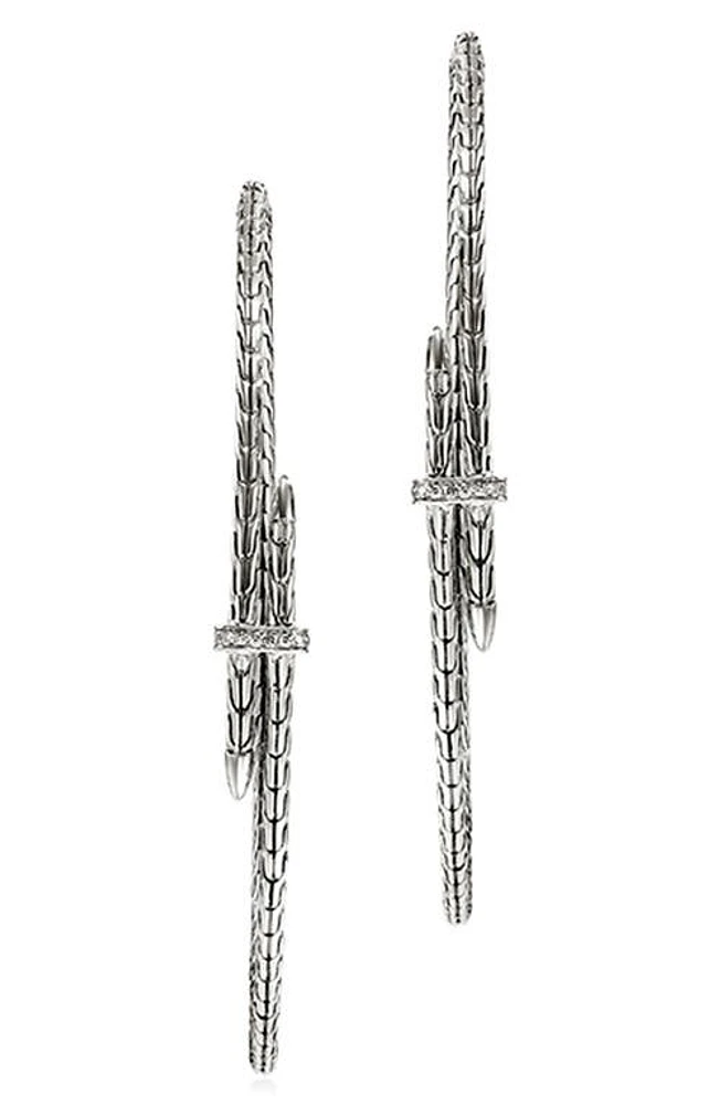 John Hardy Spear Diamond Hoop Earrings in Silver at Nordstrom