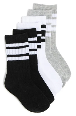 Nordstrom Kids' Assorted 3-Pack Crew Socks Black- Multi Varsity Pack at Nordstrom,