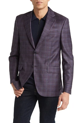 Peter Millar Tailored Fit Plaid Wool Sport Coat Dark Red at Nordstrom,