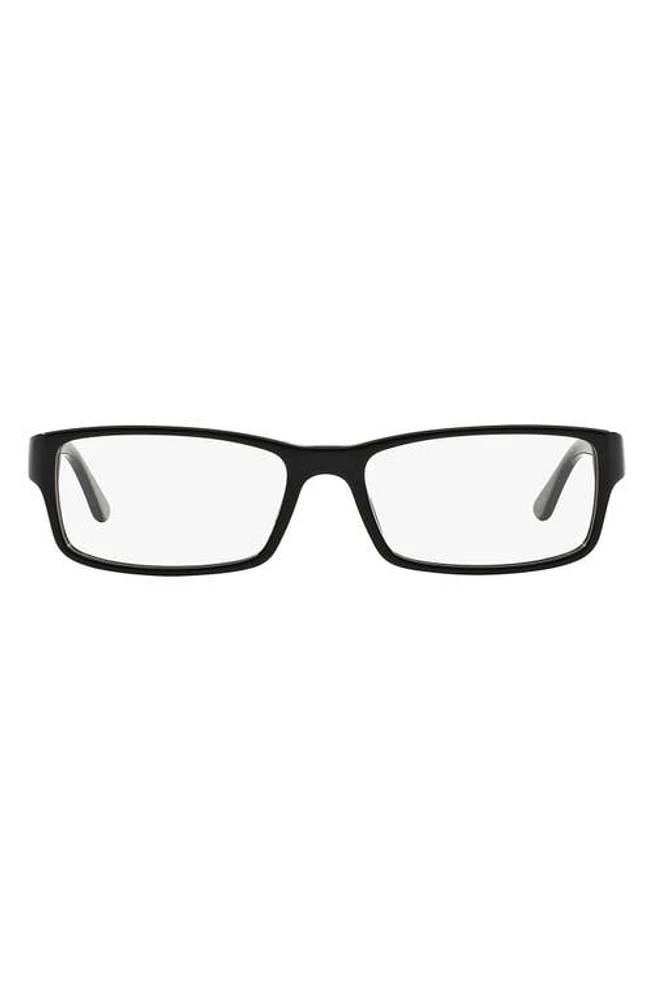 Polo Ralph Lauren 54mm Rectangular Optical Glasses in Shiny Black at Nordstrom