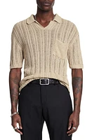 John Varvatos Odin Short Sleeve Textured Linen Sweater at Nordstrom,