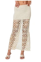 EDIKTED Ida Semisheer Crochet Maxi Skirt Cream at Nordstrom,