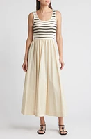 MOON RIVER Ribbed Bodice Maxi Dress Natural at Nordstrom,