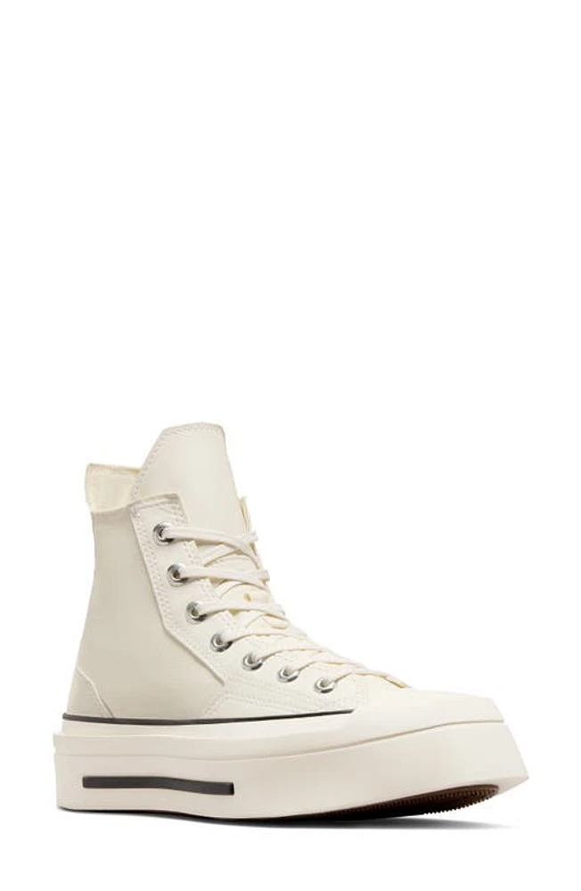 Converse Gender Inclusive Chuck 70 De Luxe Square Toe Platform High Top Sneaker Black/Black/Egret at Nordstrom