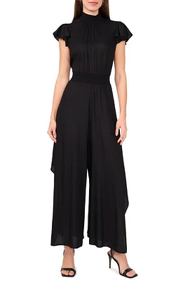 halogen(r) Flutter Sleeve Wide Leg Jumpsuit Rich Black at Nordstrom,