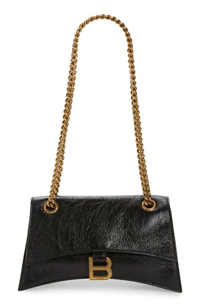 Balenciaga Crush Leather Shoulder Bag in Black at Nordstrom