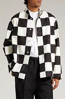 Jil Sander Checkerboard Print Blouson Jacket Raven at Nordstrom, Us