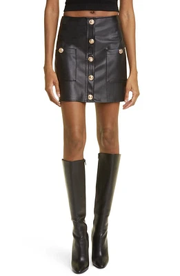 L'AGENCE Truman Snap Faux Leather Miniskirt Black at Nordstrom,