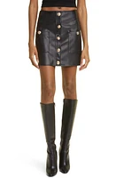 L'AGENCE Truman Snap Faux Leather Miniskirt Black at Nordstrom,