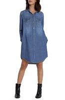 Wash Lab Denim Amanda Long Sleeve Shirtdress Blue at Nordstrom,