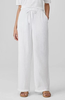 Eileen Fisher Organic Cotton Drawstring Straight Leg Pants at Nordstrom,