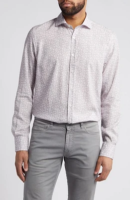 Canali Floral Button-Up Shirt Purple at Nordstrom,