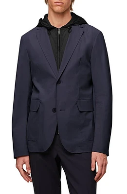 AlphaTauri OBOSS V5.Y7.01 Water Resistant Packable Blazer with Removable Hooded Bib Navy at Nordstrom,