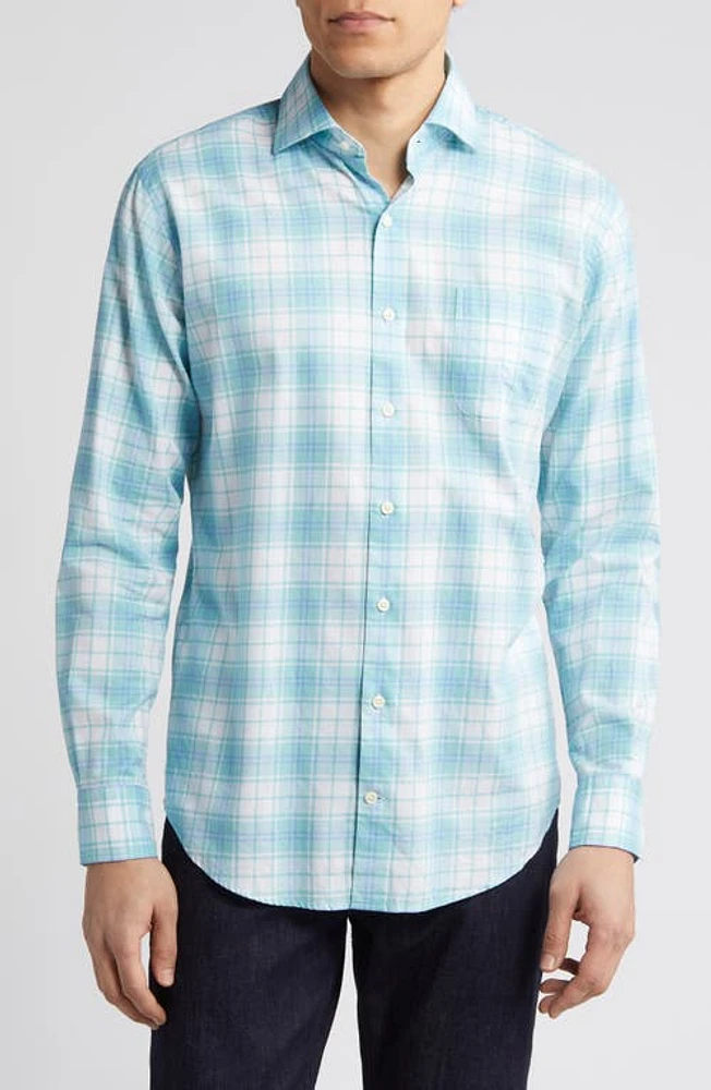 Peter Millar Lynden Summer Soft Cotton Twill Button-Up Shirt Cloud at Nordstrom,