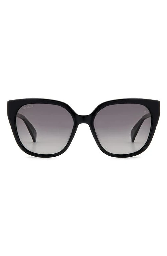 rag & bone 56mm Gradient Polarized Square Sunglasses in Black/Gray Polar at Nordstrom