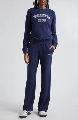 Sporty & Rich Wellness Club Crewneck Graphic Sweatshirt Navy at Nordstrom,