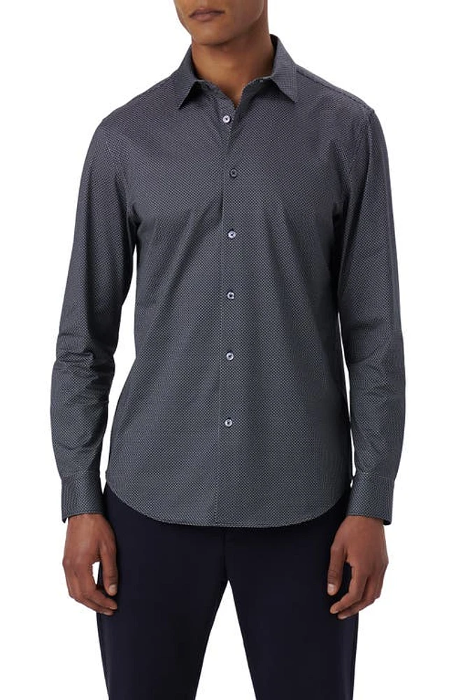 Bugatchi James OoohCotton Microprint Button-Up Shirt Navy at Nordstrom,