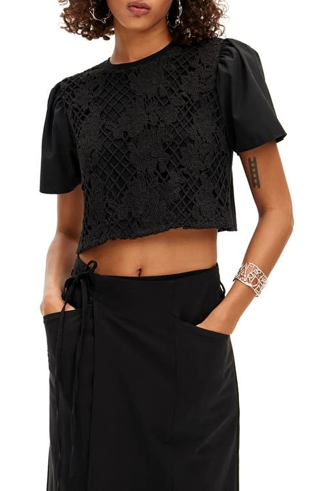 Desigual Ted Crop T-Shirt Black at Nordstrom,