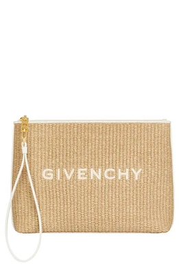 Givenchy Large Woven Raffia Pouch in Natural at Nordstrom