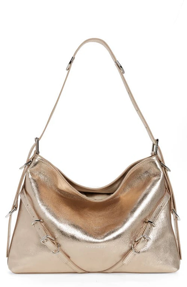 Givenchy Medium Voyou Metallic Leather Hobo Bag in Dusty Gold at Nordstrom