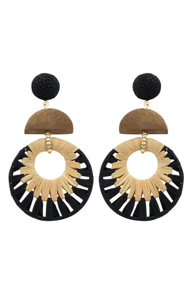 Panacea Raffia Drop Earrings in Black at Nordstrom