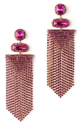 Deepa Gurnani Anvi Crystal Fringe Earrings in Fuchsia at Nordstrom