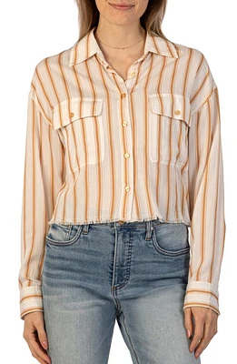 KUT from the Kloth Colette Button-Up Shirt White/Gold at Nordstrom,