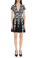 Balmain Python Jacquard Knit Skater Dress Eab Black/White at Nordstrom, Us