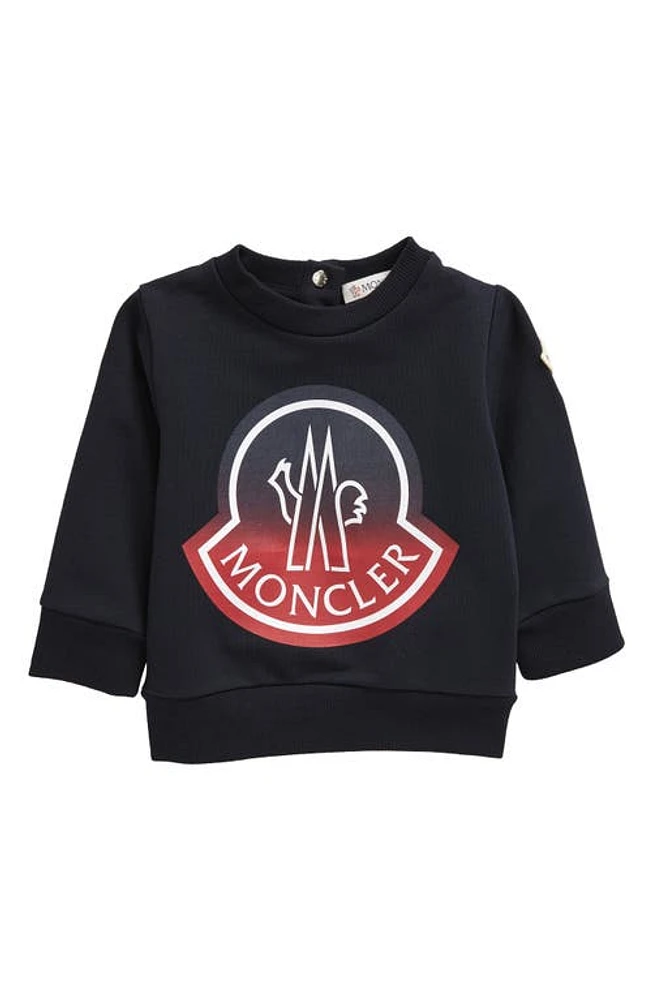 Moncler Kids' Stretch Cotton Logo Graphic Sweatshirt in Blue Navy at Nordstrom, Size 9-12 M